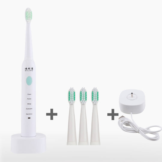 DELIPU Electric Toothbrush Rechargeable Sonic 5-Speed Adjustment Children Adult Household Waterproof Soft Hair Whitening Toothbrush USB Charging Stand(White)
