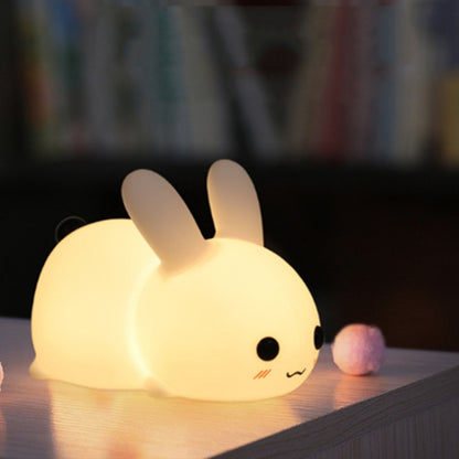 Silicone Rabbit LED Night Light USB Charging Dual-Tone Light Pat Light by buy2fix