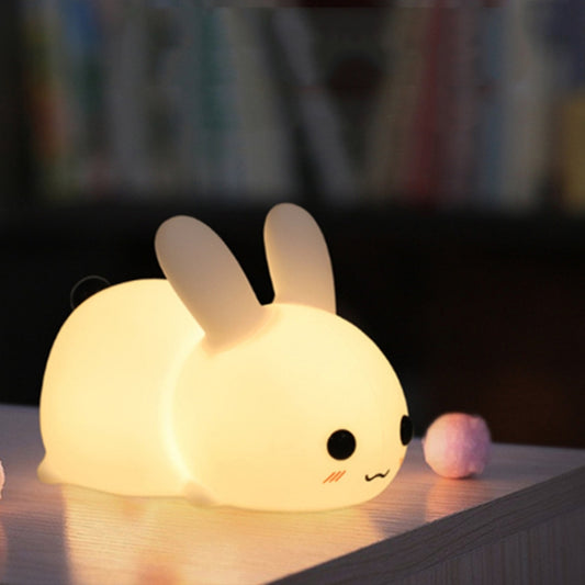 Silicone Rabbit LED Night Light USB Charging Dual-Tone Light Pat Light by buy2fix