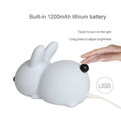 Silicone Rabbit LED Night Light USB Charging Dual-Tone Light Pat Light by buy2fix