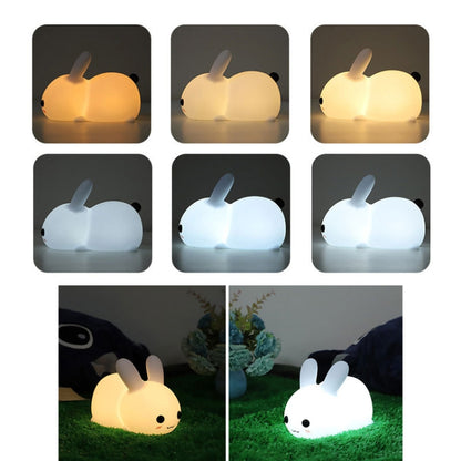 Silicone Rabbit LED Night Light USB Charging Dual-Tone Light Pat Light by buy2fix