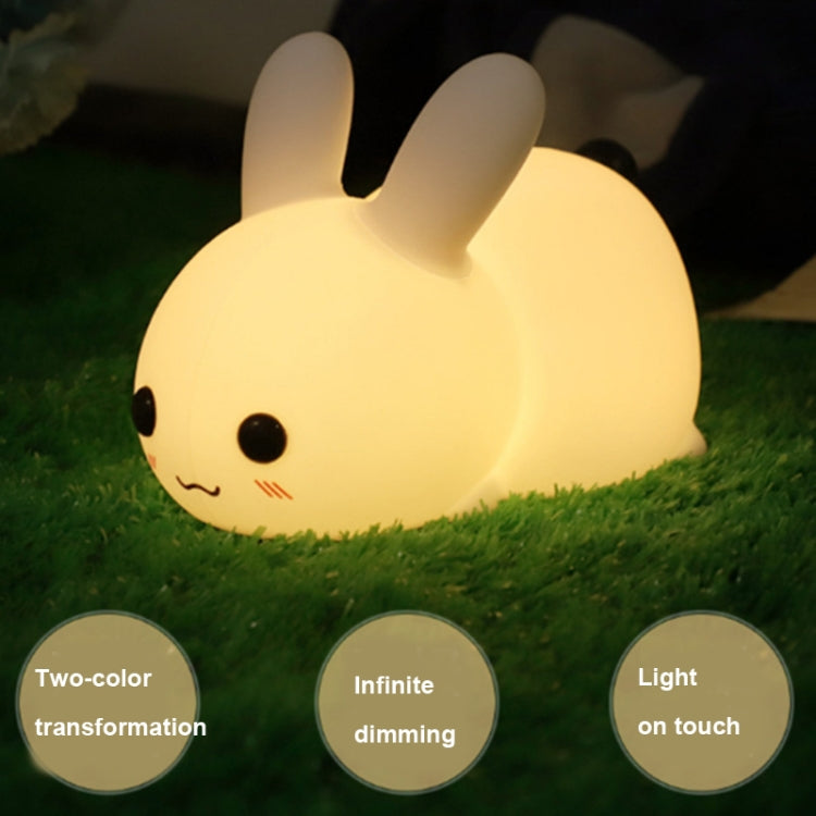 Silicone Rabbit LED Night Light USB Charging Dual-Tone Light Pat Light by buy2fix