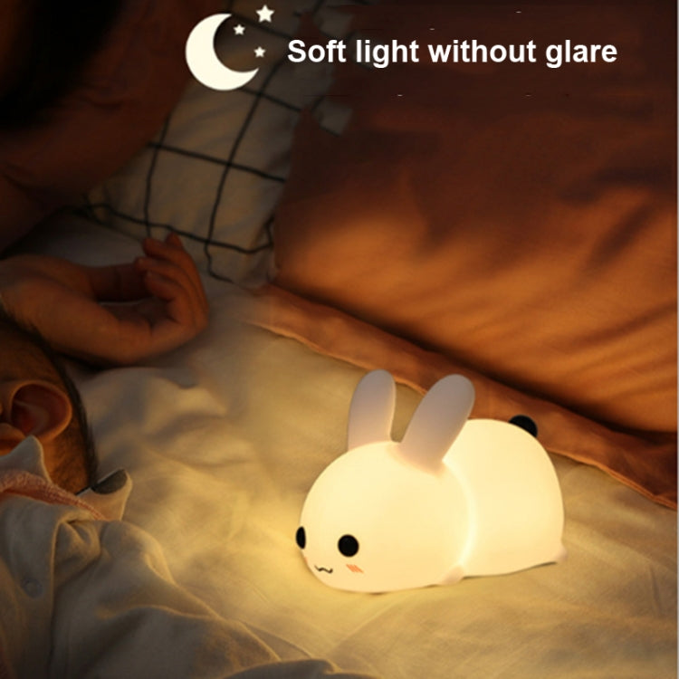 Silicone Rabbit LED Night Light USB Charging Dual-Tone Light Pat Light by buy2fix
