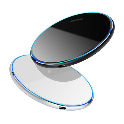 X8 15W QI Round Acrylic Mirror Wireless Charger(Black) - Wireless Charger by buy2fix | Online Shopping UK | buy2fix