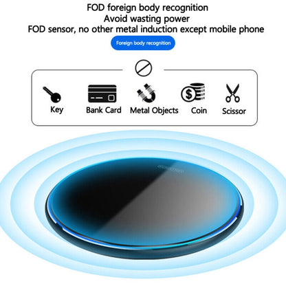 X8 15W QI Round Acrylic Mirror Wireless Charger(Black) - Wireless Charger by buy2fix | Online Shopping UK | buy2fix