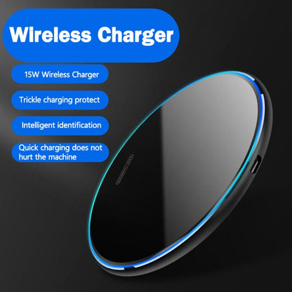 X8 15W QI Round Acrylic Mirror Wireless Charger(Black) - Wireless Charger by buy2fix | Online Shopping UK | buy2fix