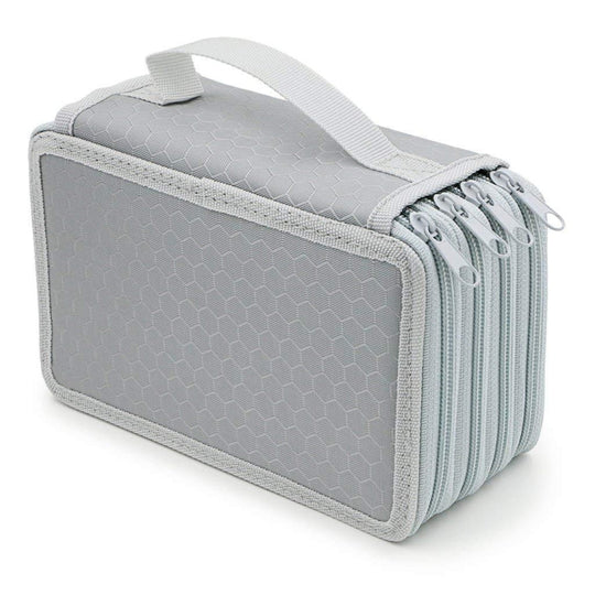 Solid Color Square Four-Layer Pencil Case Sketch Colorful Pencil Case With 72 Holes(Gray)
