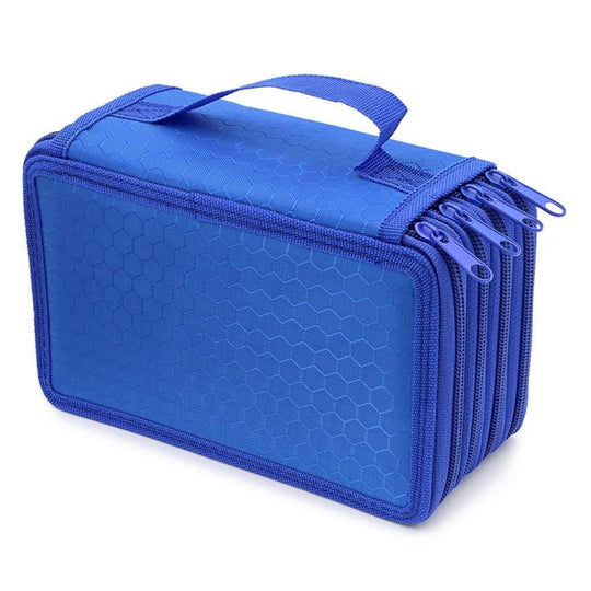Solid Color Square Four-Layer Pencil Case Sketch Colorful Pencil Case With 72 Holes(Blue)