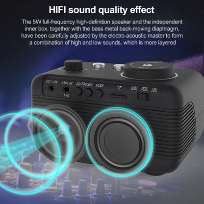 M9 Wireless Bluetooth Speaker Multifunctional Desktop Alarm Clock Support TF Card & U Disk & AUX EU Plug(Black) - Desktop Speaker by buy2fix | Online Shopping UK | buy2fix
