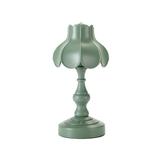 Retro Charging Table Lamp Bedroom Bed LED Eye Protection Light(LD05 Lotus Gray Green) by buy2fix