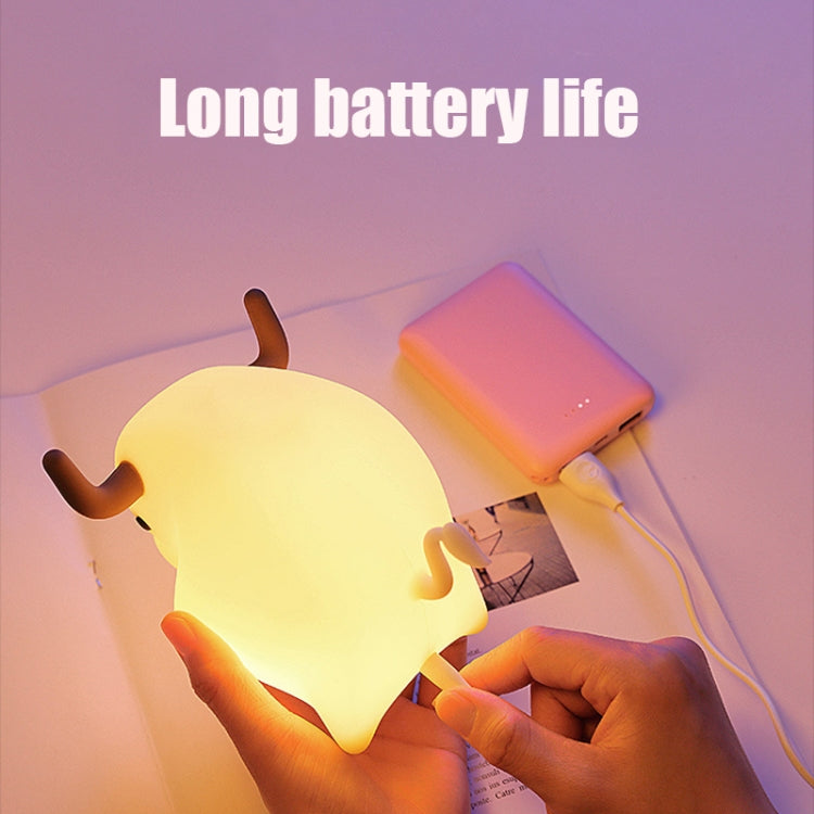 BD-NL-11 Cow Silicone Lamp USB Dimming Night Light Children Bedside Timing Sleeping Light(Yellow Light) by buy2fix