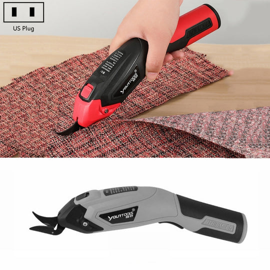 YOURTOOLS Y4005 12W Tungsten Steel Electric Scissors Clothing Leather Carpet Trimming Scissors, US Plug (Gray)