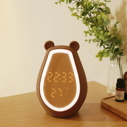 Bear Alarm Clock LED Digital Silent Bedside Lamp Bluetooth Speaker USB Charging Children Cartoon Night Light(Bluetooth+Small Program Version) by buy2fix