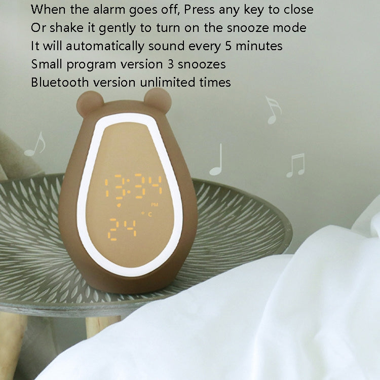 Bear Alarm Clock LED Digital Silent Bedside Lamp Bluetooth Speaker USB Charging Children Cartoon Night Light(Bluetooth+Small Program Version) by buy2fix