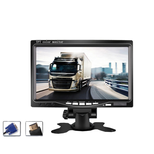 YB-700A-1 7 Inch 12/24V HD Car Monitor Display HDMI VGA AV Interface Home Computer Video Player Resolution: 1024 x 600 - Rearview Monitors by buy2fix | Online Shopping UK | buy2fix