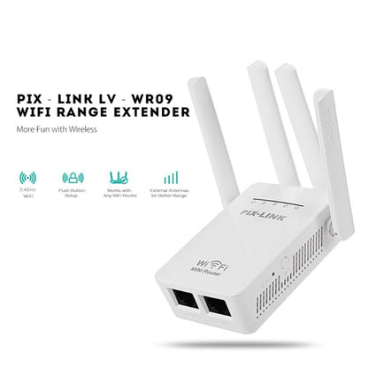 PIX-LINK LV-WR09 300Mbps WiFi Range Extender Repeater Mini Router(EU Plug) by buy2fix