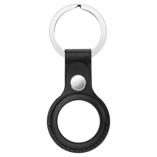 Anti-scratch Top-layer Cowhide Leather Protective Cover with Hanging Buckle for AirTag(Black) - Other by buy2fix | Online Shopping UK | buy2fix