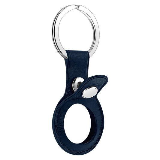 Anti-scratch Top-layer Cowhide Leather Protective Cover with Hanging Buckle for AirTag(Deep Blue) - Other by buy2fix | Online Shopping UK | buy2fix
