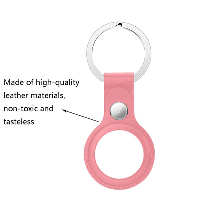 Anti-scratch Top-layer Cowhide Leather Protective Cover with Hanging Buckle for AirTag(Black) - Other by buy2fix | Online Shopping UK | buy2fix