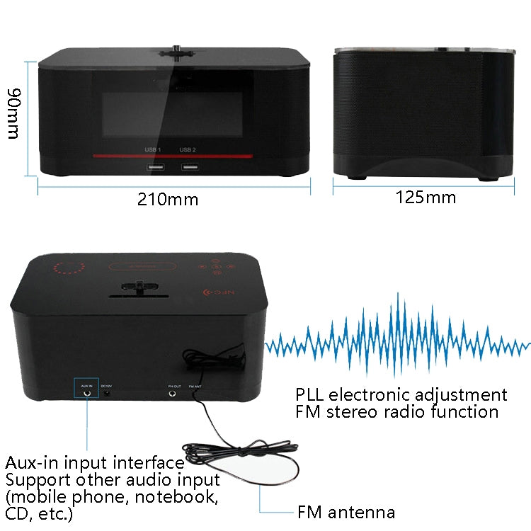 A8 Charging Base Audio NFC Bluetooth Speaker Alarm Clock, Specification: US Plug(White) - Desktop Speaker by buy2fix | Online Shopping UK | buy2fix