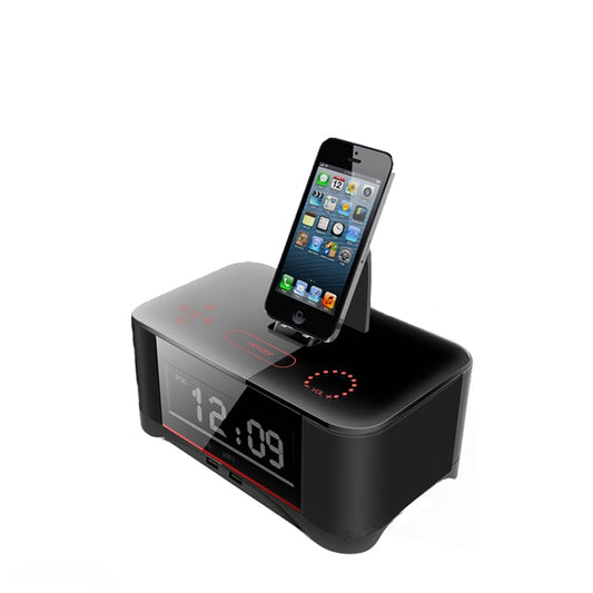 A8 Charging Base Audio NFC Bluetooth Speaker Alarm Clock, Specification: UK Plug(Black) - Desktop Speaker by buy2fix | Online Shopping UK | buy2fix