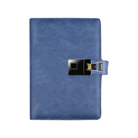 A5 Multi-Function Fingerprint Unlocking Notebook Can Record 10 Fingerprints, Specification: Fingerprint Lock + 16G U Disk(Crazy Horse Pattern  Blue) - Notebooks by buy2fix | Online Shopping UK | buy2fix