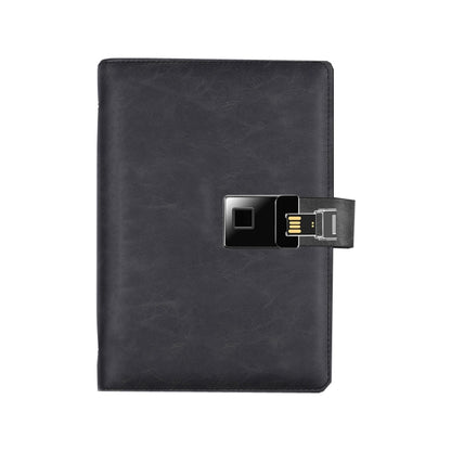 A5 Multi-Function Fingerprint Unlocking Notebook Can Record 10 Fingerprints, Specification: Fingerprint Lock + 16G U Disk(Crazy Horse Pattern Black) - Notebooks by buy2fix | Online Shopping UK | buy2fix
