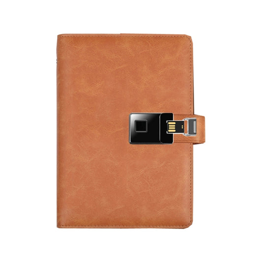 A5 Multi-Function Fingerprint Unlocking Notebook Can Record 10 Fingerprints, Specification: Fingerprint Lock + 16G U Disk(Crazy Horse Pattern Brown) - Notebooks by buy2fix | Online Shopping UK | buy2fix