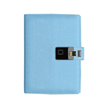 A5 Multi-Function Fingerprint Unlocking Notebook Can Record 10 Fingerprints, Specification: Fingerprint Lock + 16G U Disk(Steel Wire Sky Blue) - Notebooks by buy2fix | Online Shopping UK | buy2fix