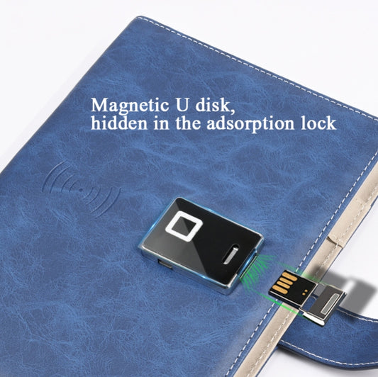 A5 Multi-Function Fingerprint Unlocking Notebook Can Record 10 Fingerprints, Specification: Fingerprint Lock + 16G U Disk(Steel Wire Sky Blue) - Notebooks by buy2fix | Online Shopping UK | buy2fix