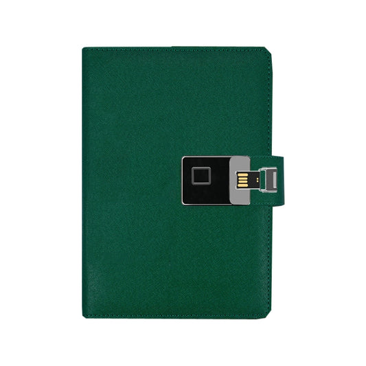 A5 Multi-Function Fingerprint Unlocking Notebook Can Record 10 Fingerprints, Specification: Fingerprint Lock + 16G U Disk(Cross Pattern Green) - Notebooks by buy2fix | Online Shopping UK | buy2fix