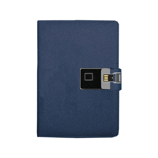 A5 Multi-Function Fingerprint Unlocking Notebook Can Record 10 Fingerprints, Specification: Fingerprint Lock + 16G U Disk( Cross Pattern  Blue) - Notebooks by buy2fix | Online Shopping UK | buy2fix