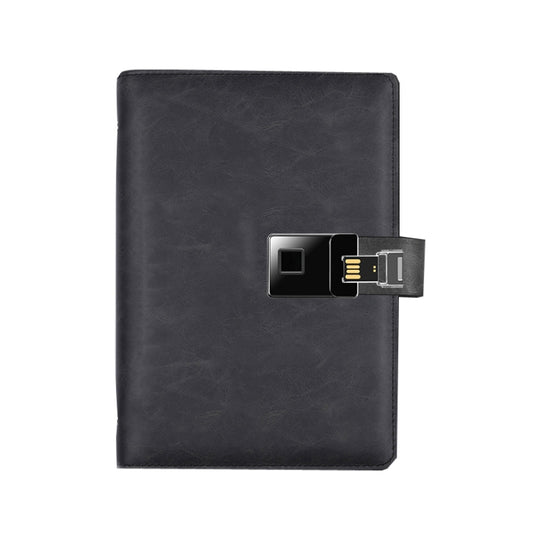 A5 Multi-Function Fingerprint Unlocking Notebook Can Record 10 Fingerprints, Specification: Only With Fingerprint Lock(Crazy Horse Pattern Black)