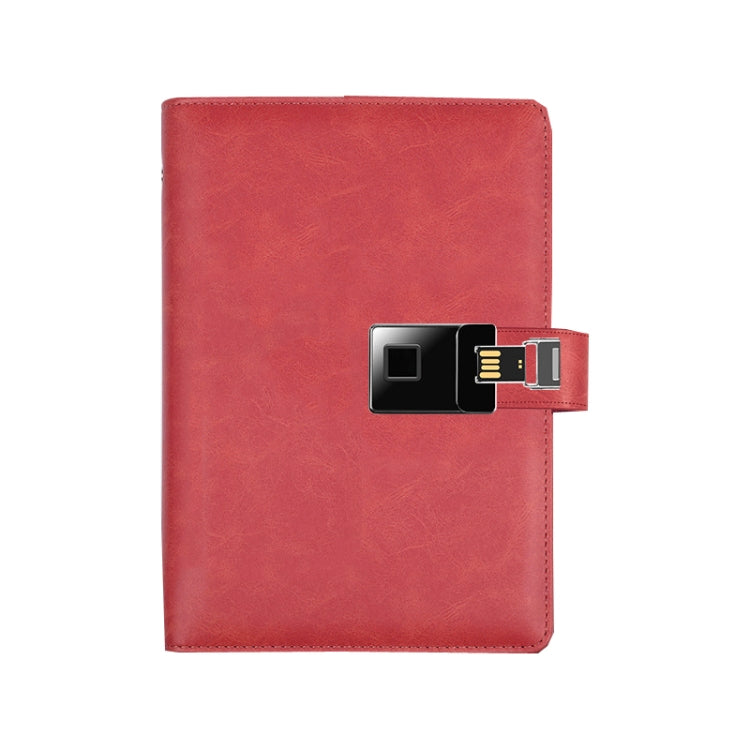 A5 Multi-Function Fingerprint Unlocking Notebook Can Record 10 Fingerprints, Specification: Only With Fingerprint Lock(Crazy Horse Pattern Red) by buy2fix