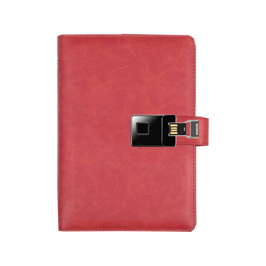 A5 Multi-Function Fingerprint Unlocking Notebook Can Record 10 Fingerprints, Specification: Only With Fingerprint Lock(Crazy Horse Pattern Red)