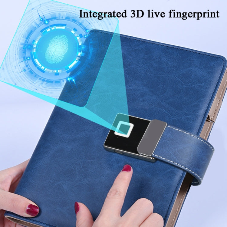 A5 Multi-Function Fingerprint Unlocking Notebook Can Record 10 Fingerprints, Specification: Only With Fingerprint Lock(Cowhide Pink) by buy2fix
