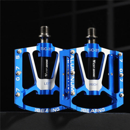 WEST BIKING YP0802083 Pédale légère en alliage d'aluminium pour vélo de montagne avec roulement de voiture (bleu)