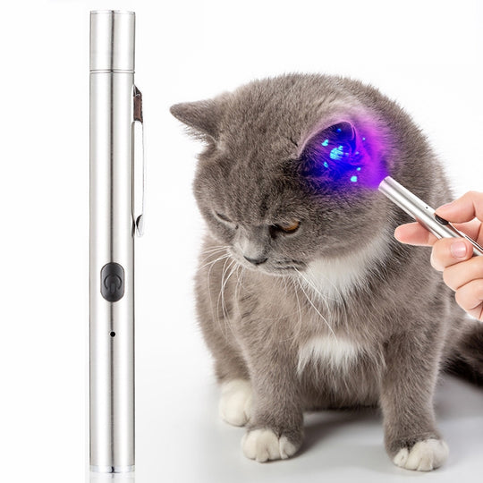 Woods Lamp Cat Moss Detection Lamp Cat Urine Blackhead 365UV Black Mirror Ultraviolet Fluorescent Agent Money Detector Lamp(Silver)