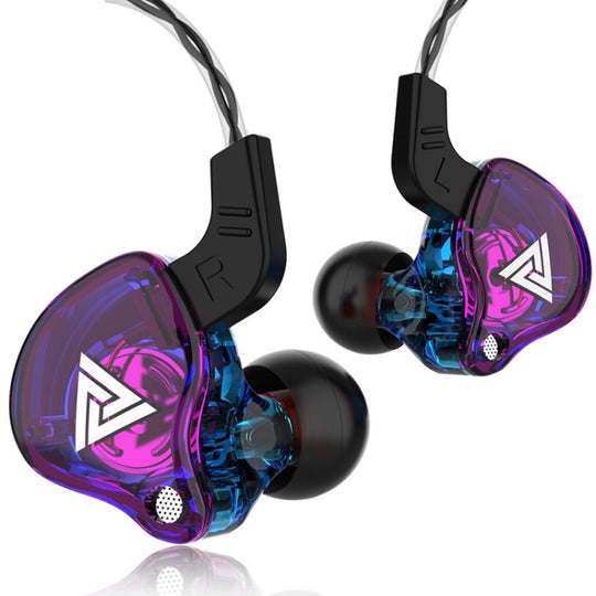 QKZ AK6 2 PCS  In-Ear 3.5mm Wired Subwoofer Sports Earphones(AK6-Purple)