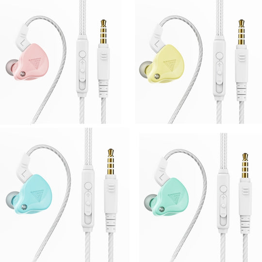 QKZ AK6 2 PCS  In-Ear 3.5mm Wired Subwoofer Sports Earphones(AK6-X Pink with Mic)