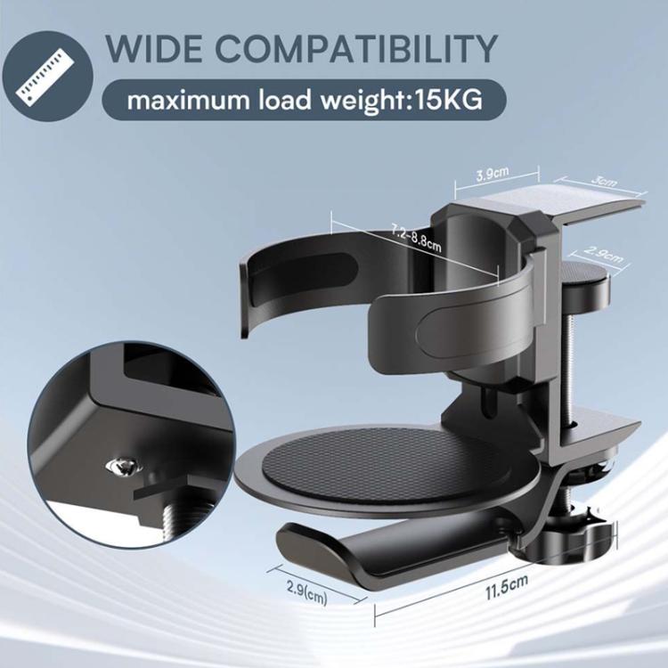 Rotating Cup Holder Headphone Holder Internet Cafe Monitor Headphone Hanger(Moonlight Silver) - Headset Stand by buy2fix | Online Shopping UK | buy2fix