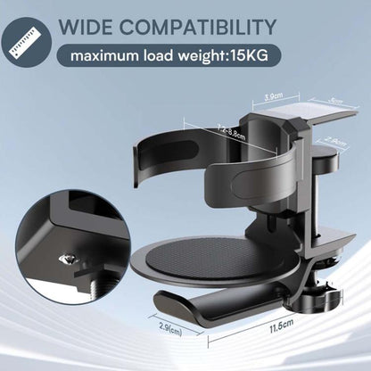 Rotating Cup Holder Headphone Holder Internet Cafe Monitor Headphone Hanger( Black) - Headset Stand by buy2fix | Online Shopping UK | buy2fix