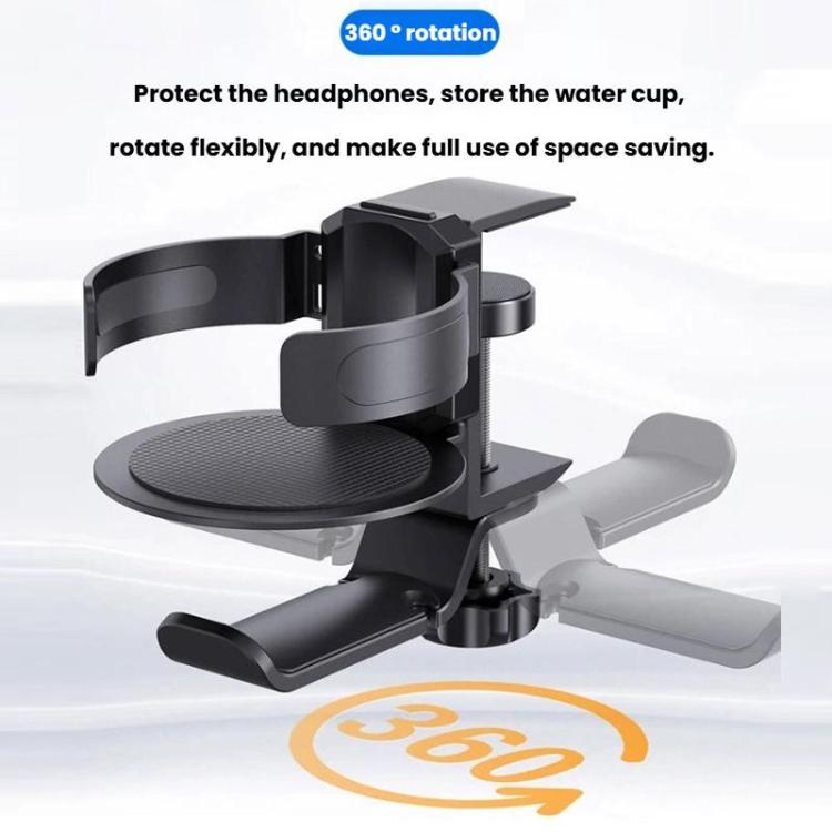 Rotating Cup Holder Headphone Holder Internet Cafe Monitor Headphone Hanger( Black) - Headset Stand by buy2fix | Online Shopping UK | buy2fix