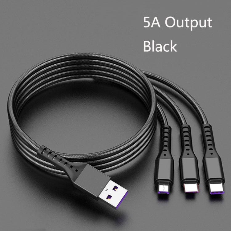 2 PCS ZZ034 USB To 8 Pin + USB-C / Type-C + Micro USB 3 In 1 Fast Charging Cable, Style: 5A Super Fast-Black by buy2fix