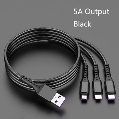 2 PCS ZZ034 USB To 8 Pin + USB-C / Type-C + Micro USB 3 In 1 Fast Charging Cable, Style: 5A Super Fast-Black by buy2fix