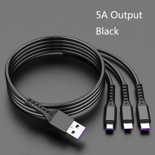 2 PCS ZZ034 USB To 8 Pin + USB-C / Type-C + Micro USB 3 In 1 Fast Charging Cable, Style: 5A Super Fast-Black by buy2fix