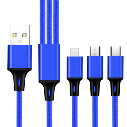 2 PCS ZZ034 USB To 8 Pin + USB-C / Type-C + Micro USB 3 In 1 Fast Charging Cable, Style: Mini-Blue by buy2fix