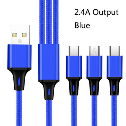 2 PCS ZZ034 USB To 8 Pin + USB-C / Type-C + Micro USB 3 In 1 Fast Charging Cable, Style: Mini-Blue by buy2fix