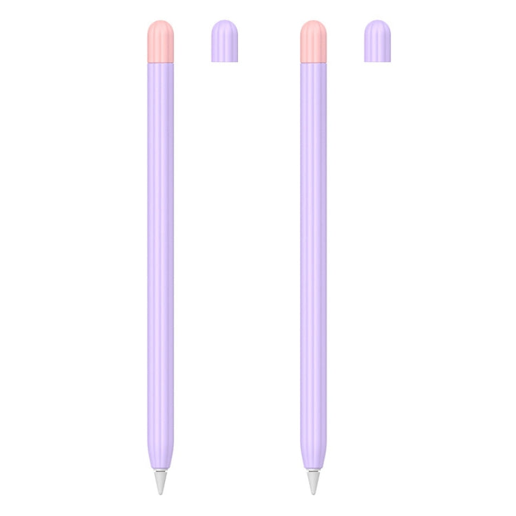 2 Sets 5 In 1 Stylus Silicone Protective Cover + Two-Color Pen Cap + 2 Nib Cases Set For Apple Pencil 1 (Lavender) by buy2fix