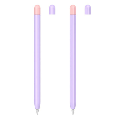 2 Sets 5 In 1 Stylus Silicone Protective Cover + Two-Color Pen Cap + 2 Nib Cases Set For Apple Pencil 1 (Lavender) by buy2fix